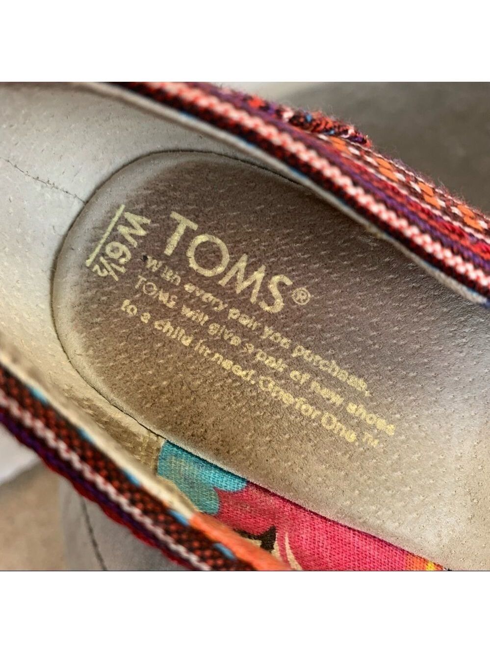 TOMS Red orange Wedge espadrille Sandal size 6.5 - Picture 6 of 6